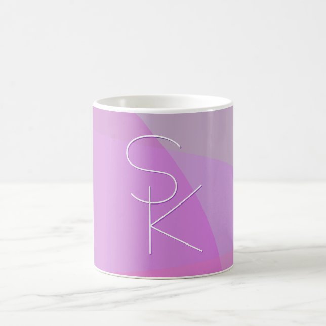 Din överlappande Initialer | Modern geometrisk Ros Magisk Mugg (Center)