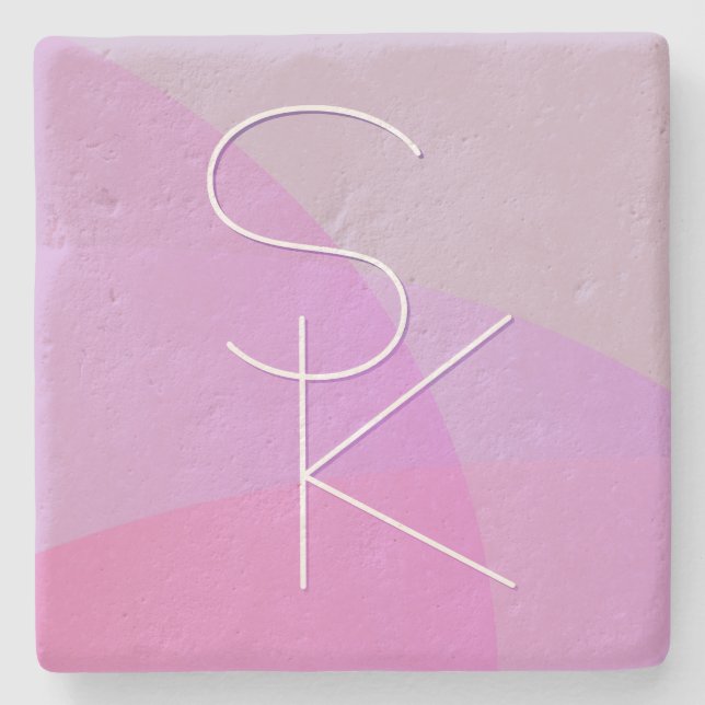 Din överlappande Initialer | Modern geometrisk Ros Stenunderlägg (Framsidan)