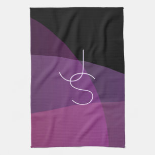 Din överlappande Initialer Modern Lila och Rosa Kökshandduk