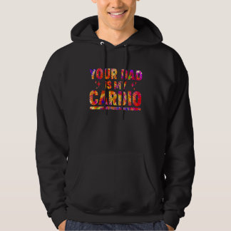 Din Pappa är min Cardio Tie Dye Rainbow Say Sarc Hoodie