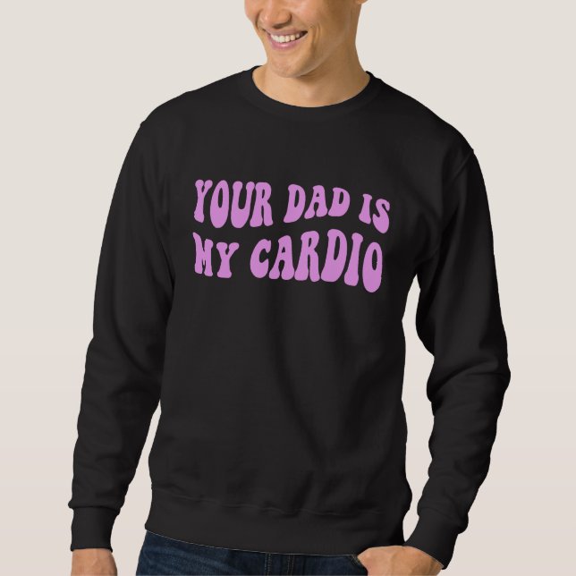 Din Pappa är Min Kondition Groovy Retro Vågig Rosa Lång Ärmad Tröja (Framsida)