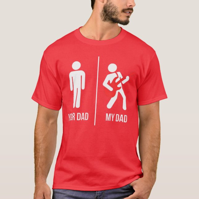Din Pappa Min Pappa Gitarrist Artist Basgitarrspel T Shirt (Framsida)