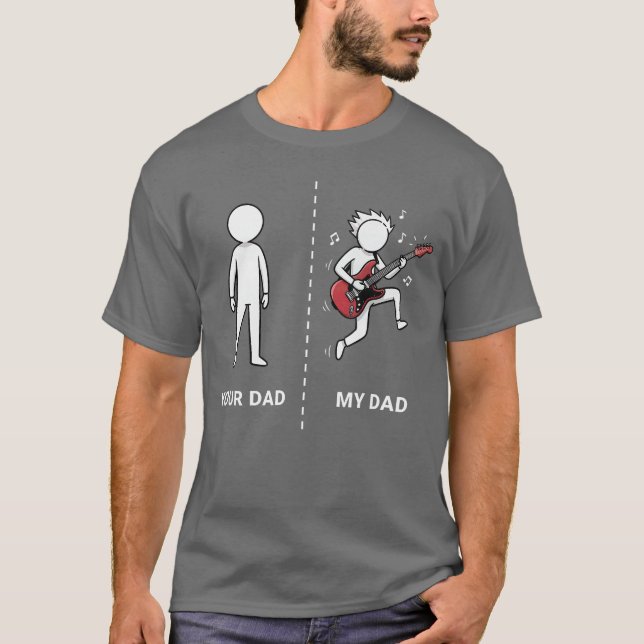 Din Pappa Min Pappa Rolig Basgitarrälskare Musiker T Shirt (Framsida)