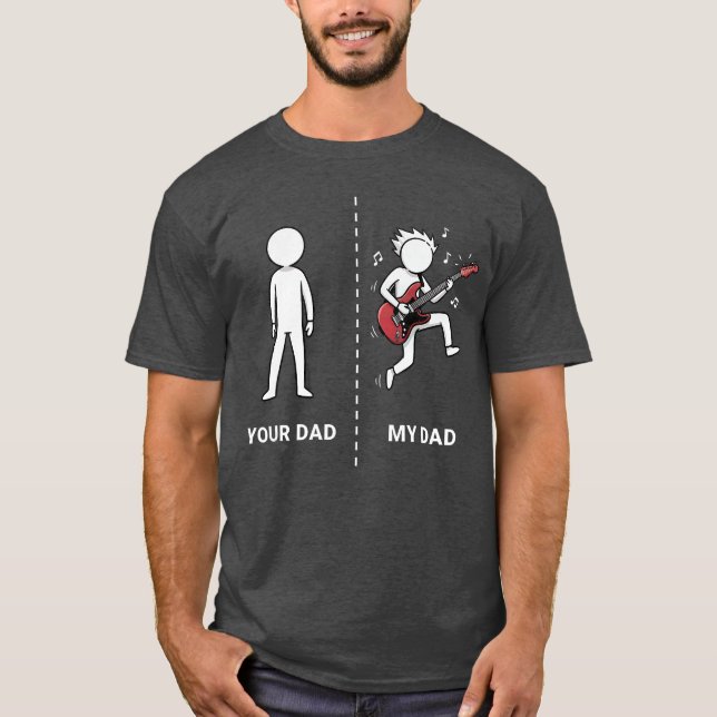 Din Pappa Min Pappa Rolig Basgitarrälskare Musiker T Shirt (Framsida)