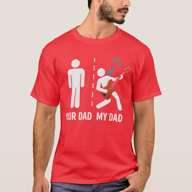 Din Pappa Min Pappa Rolig Fader Musik Gitarrspelar T Shirt (Framsida)