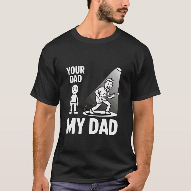Din Pappa Rolig Gitarr Rockmusik Far T Shirt (Framsida)