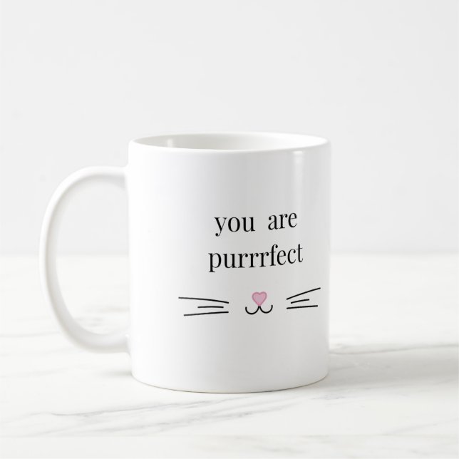 Din perfekta katt pun Mug för kattföräldrar vit Kaffemugg (Vänster)