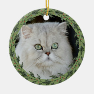 Din Pet Photo Image-Grönt - Juli, Helgdag Julgransprydnad Keramik