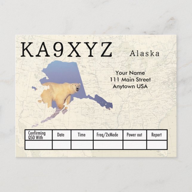 Din Photo Alaska Shaped Cutout Anpassningsbar QSL Vykort (Framsida)