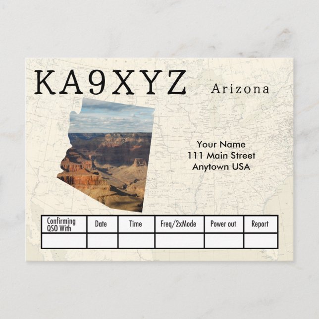 Din Photo Arizona Shaped Cutout Anpassningsbar QSL Vykort (Framsida)
