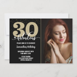Din Photo Black Guld 30 Fabulous Födelsedagsfest Inbjudningar