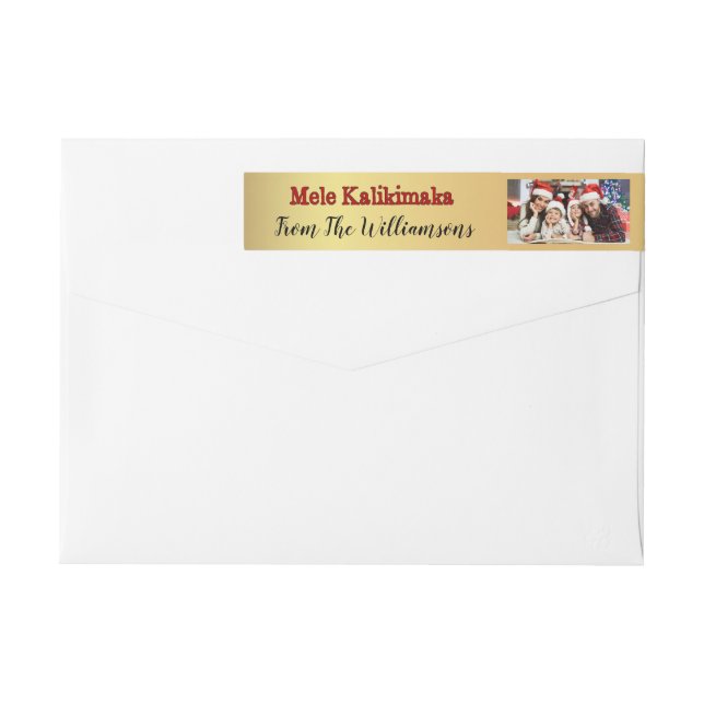Din Photo Guld Mele Kalikimaka-Returadress Etikettband (Baksidan)