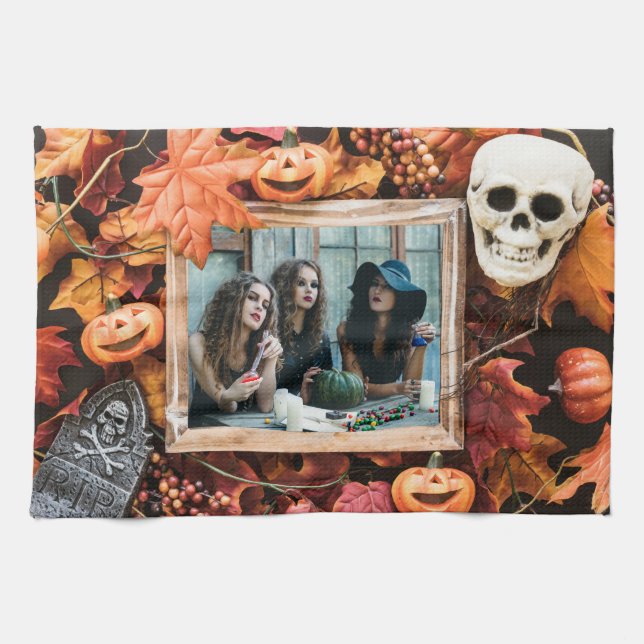 DIN PHOTO i en kökshandduk för Halloween Ram (Horisontell)