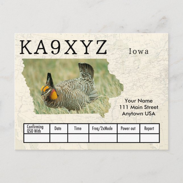 Din Photo Iowa Shaped Cutout Anpassningsbar QSL-vy Vykort (Framsida)