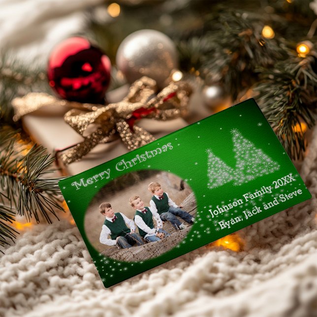 Din Photo Julgran Grönt Julkort (Your Photo Christmas Tree Green Holiday Card)