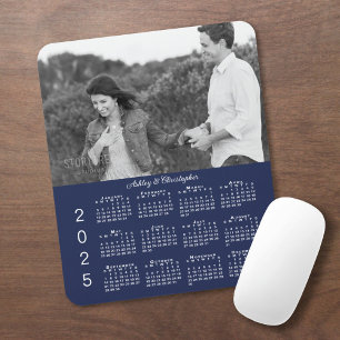 Din Photo Namn Navy Blue 2025-kalender Musmatta
