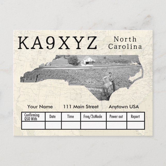 Din Photo North Carolina Shaped Cutout Anpassnings Vykort (Framsida)