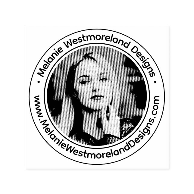 Din Photo Porträtt #1 Round Namn webbplats Självfärgande Stämpel (Design)