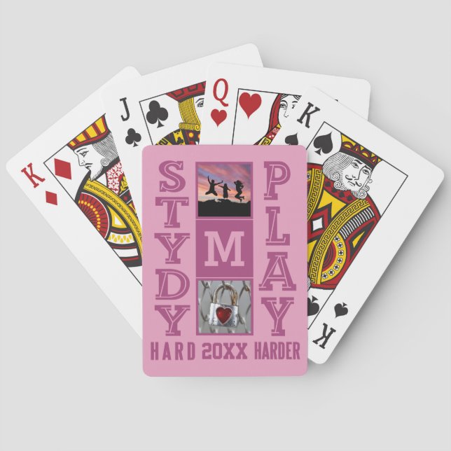 DIN PHOTOS- & MONOGRAM-spelkort för studenter Spelkort (Baksidan)