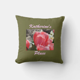 Din plats kastkudde Rosa Tulpan Blommor anpassad Kudde