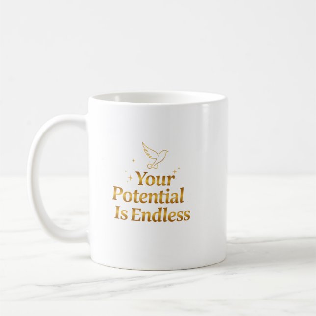 Din Potential är Oändlig Dove Guld Motivation Kaffemugg (Vänster)