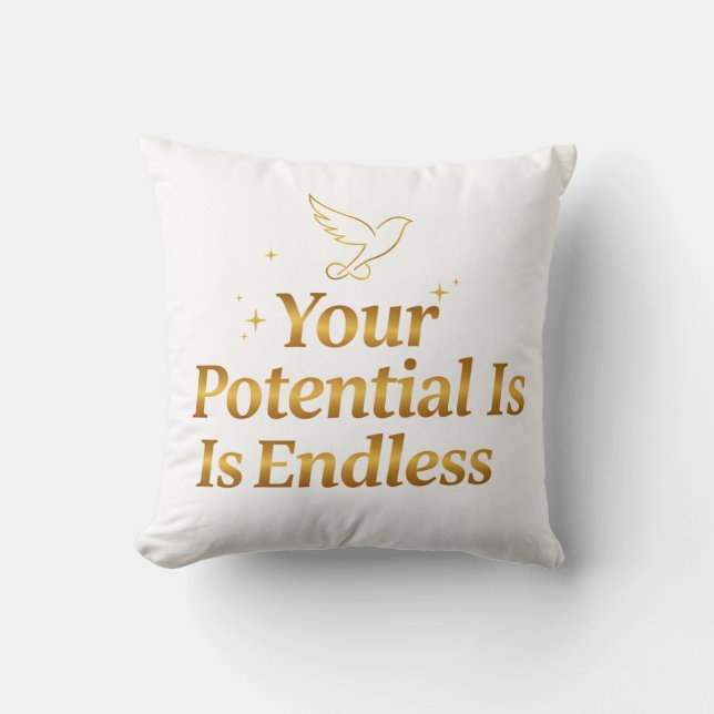 Din Potential är Oändlig Dove Guld Motivation Kudde (Framsida)