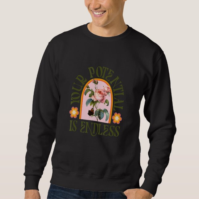 Din Potential är Oändlig Retro Inspiration Lärare Lång Ärmad Tröja (Framsida)