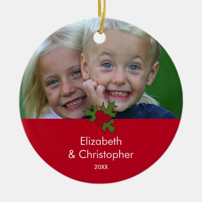 Din prydnad för jul för fotojärnekram julgransprydnad keramik (Framsidan)