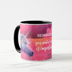 Din psykiska hälsa är viktig för regnbåge Unicorn Mugg