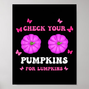Din Pumpkins Breast Cancer Awareness Halloween Wo Poster