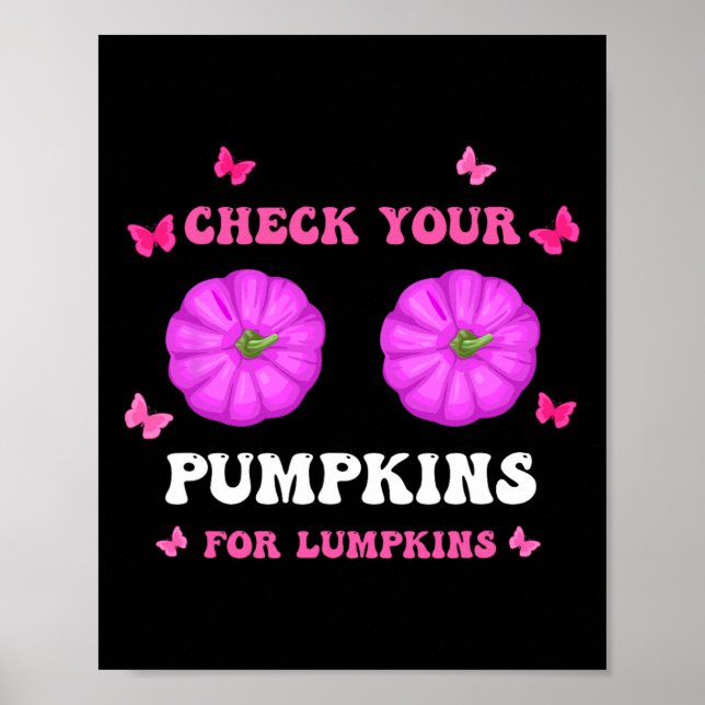 Din Pumpkins Breast Cancer Awareness Halloween Wo Poster (Framsidan)