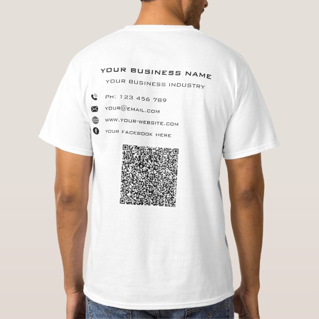 Din QR-Anpassningsbar Text Namn Business T-Shirt (Baksida)
