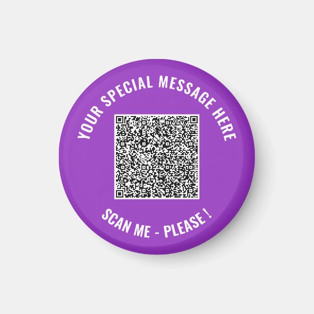 Din QR-kod Anpassad text och färg Magnetmall Magnet (Framsidan)