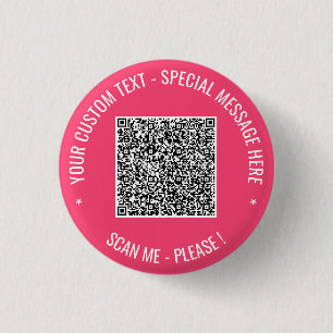 Din QR-kod Anpassad text och färgknappmall Knapp