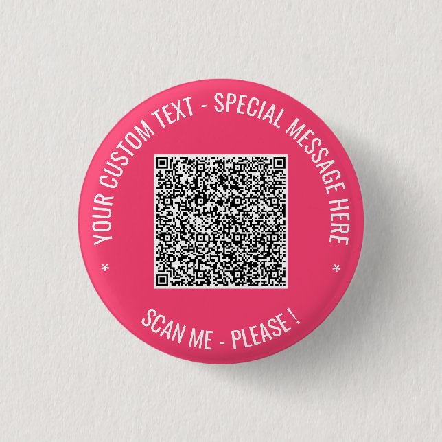Din QR-kod Anpassad text och färgknappmall Knapp (Framsida)