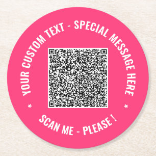 Din QR-kod Anpassad text Pappersunderlägg Exempel Underlägg Papper Rund