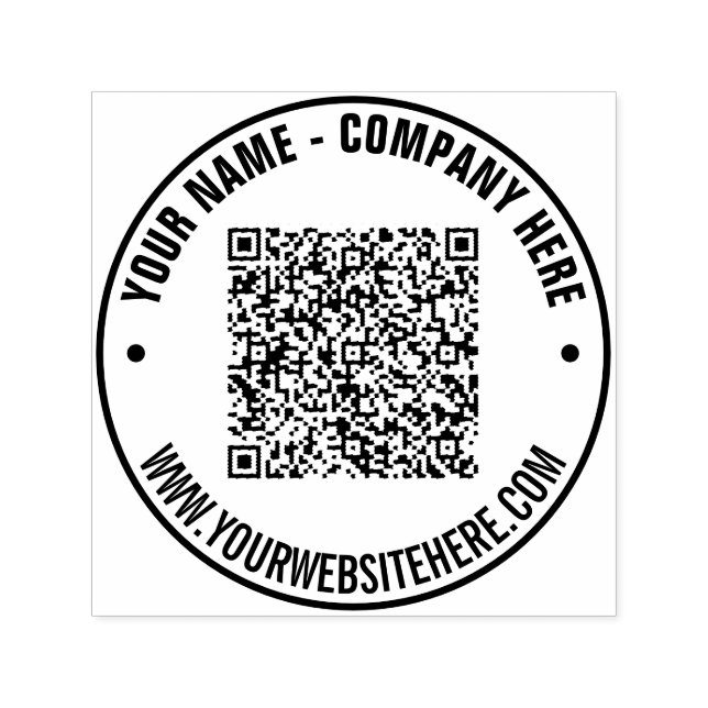 Din QR-kod Anpassad text Rund stämpel exempel (Design)