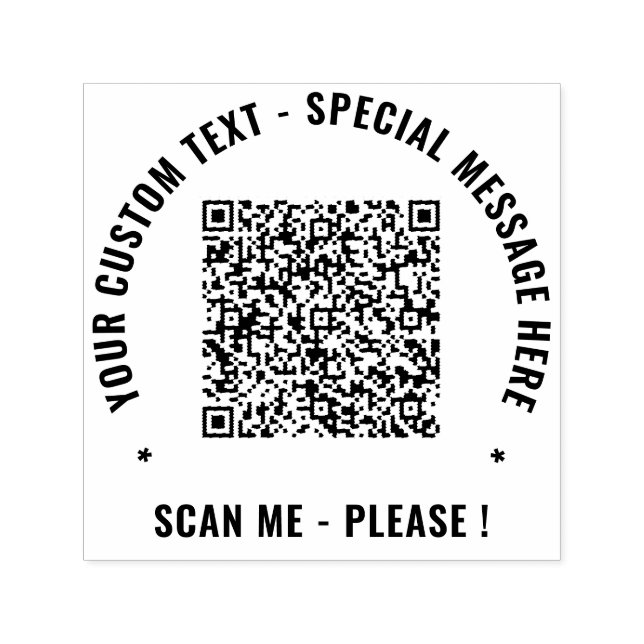 Din QR-kod Anpassad text Självbläckande stämpel ex (Design)