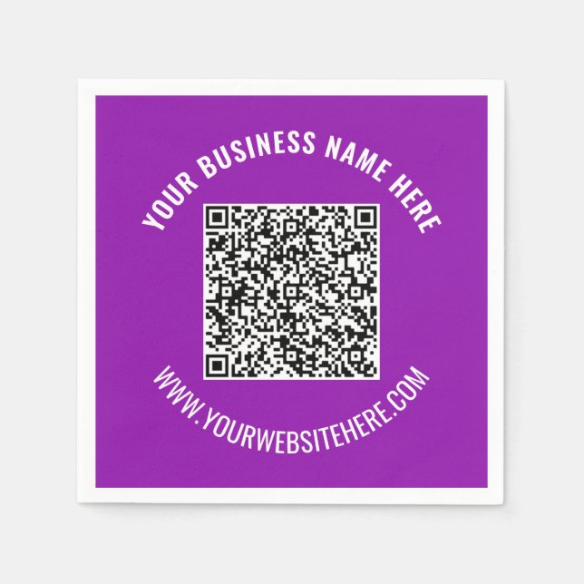 Din QR-kod Info Anpassad text och färger servetter (Framsidan)