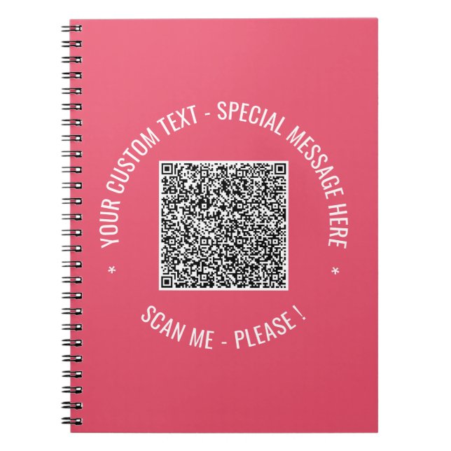 Din QR-kod och anpassad text anteckningsbok exempe (Framsidan)