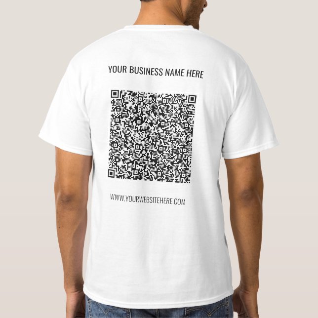 Din QR-kod och anpassad text Business T-Shirt (Baksida)