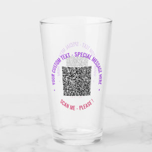 Din QR-kod och anpassad text Glas mall