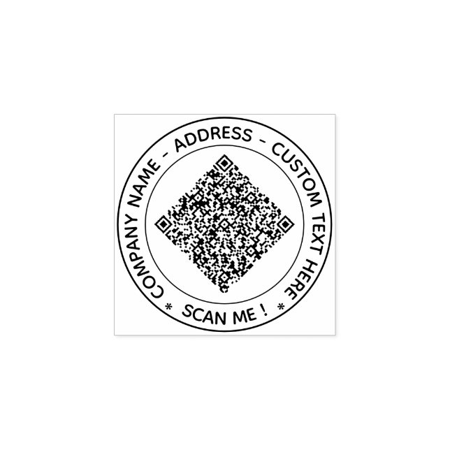 Din QR-kod och anpassad text Rund gummistämpel Stämpel (Tryck)