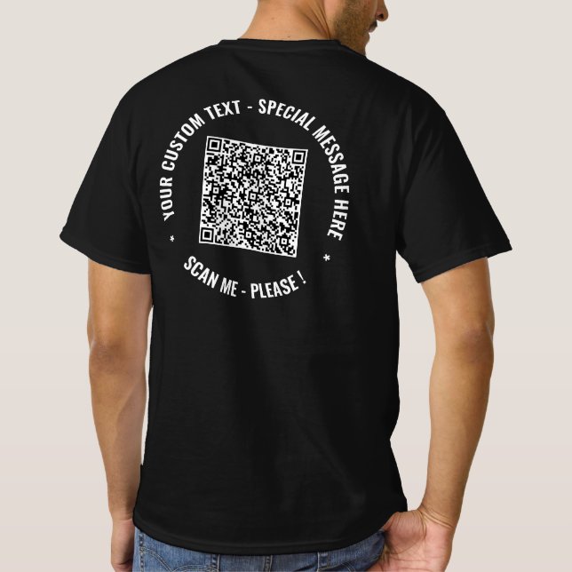 Din QR-kod och Anpassningsbar Text-befordring T-Sh T Shirt (Baksida)