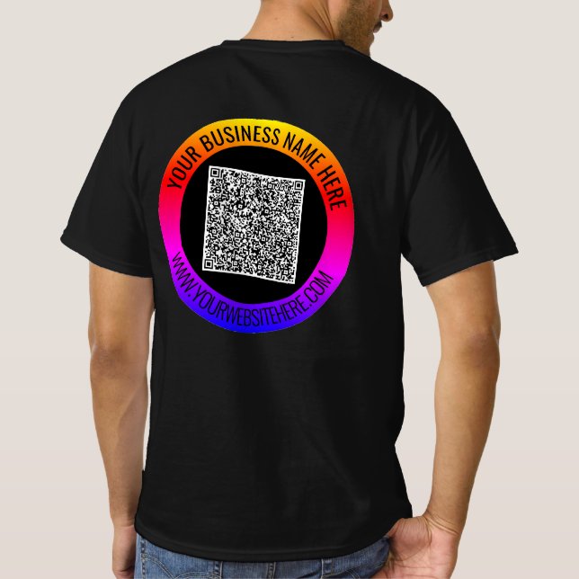 Din QR-kod och Anpassningsbar Text Business T-Shir T Shirt (Baksida)