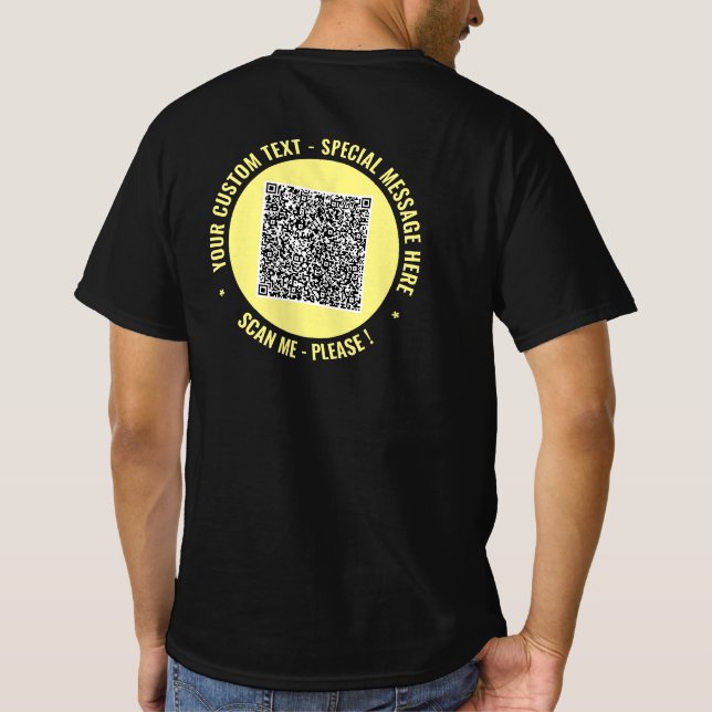 Din QR-kod och Anpassningsbar-text T-Shirt Välj Fä (Baksida)