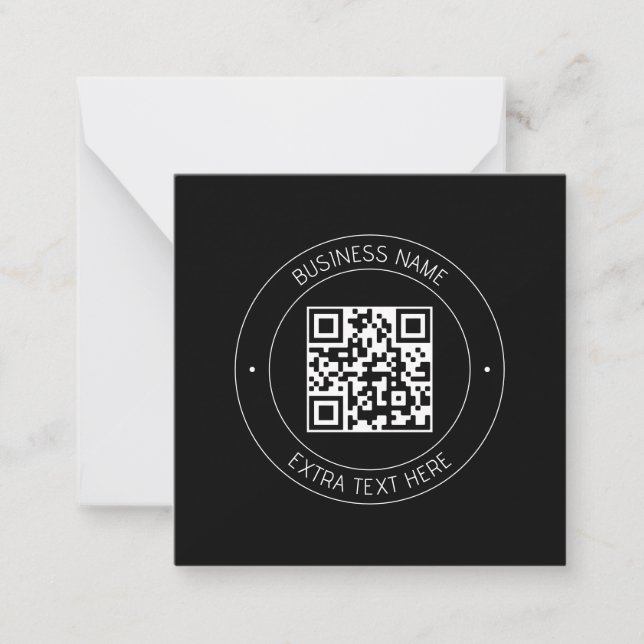 Din QR-kod och redigerbar text | Svartvitt Anteckningskort (Framsida)