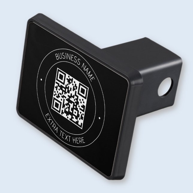 Din QR-kod och redigerbar text | Svartvitt Dragkroksskydd (Skapare uppladdad)