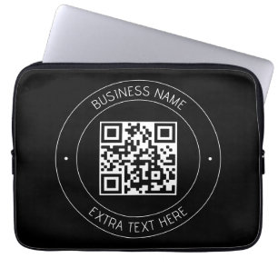 Din QR-kod och redigerbar text Svartvitt Laptop Fodral