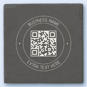 Din QR-kod och redigerbar text Svartvitt Stenunderlägg